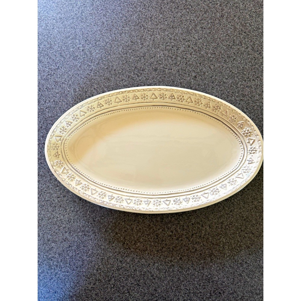 Hallmark Large White Ceramic Oval Holiday Snowflake Platter Hand Wash